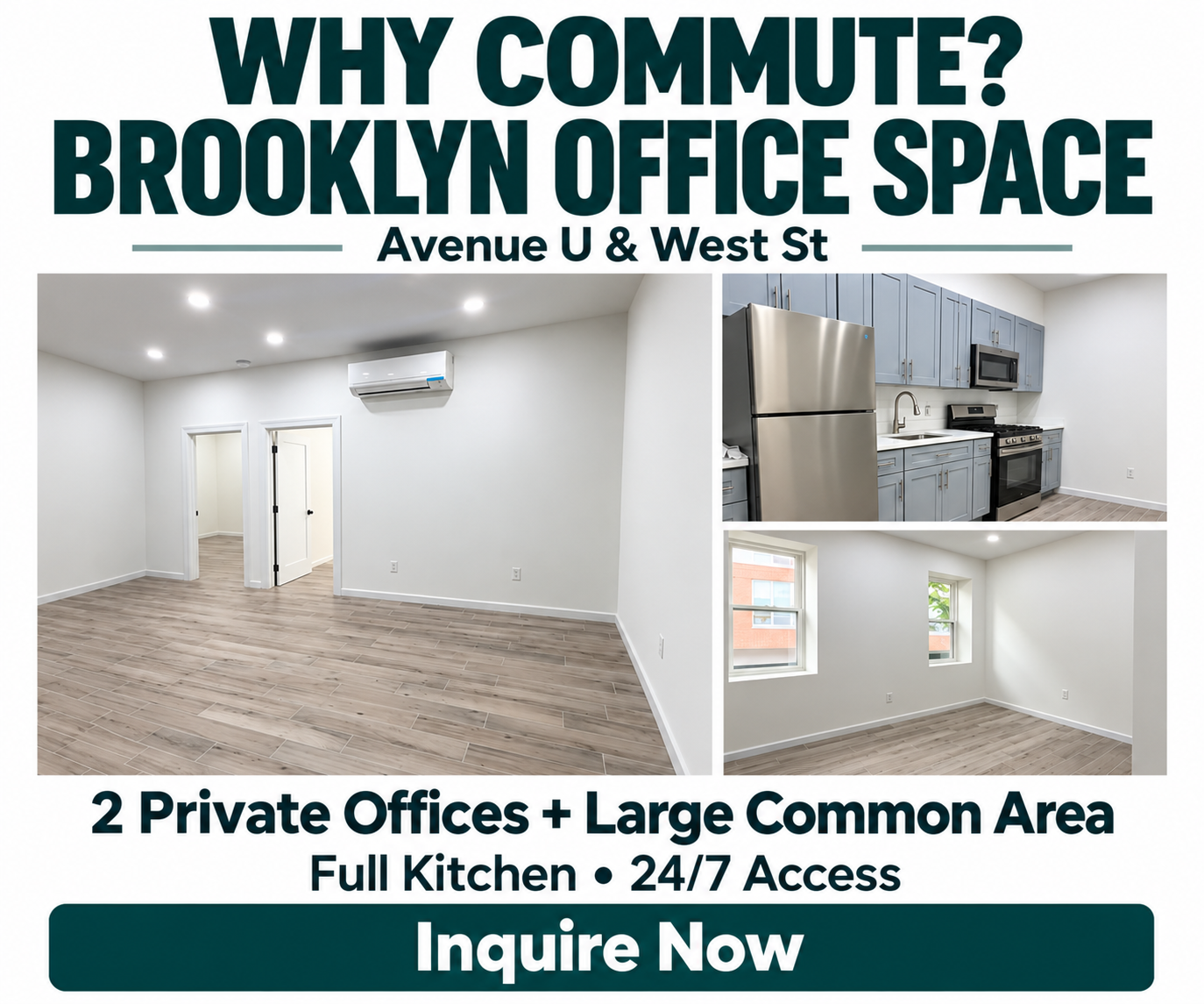 Brooklyn office advertising artwork adapted from the supplied flyer