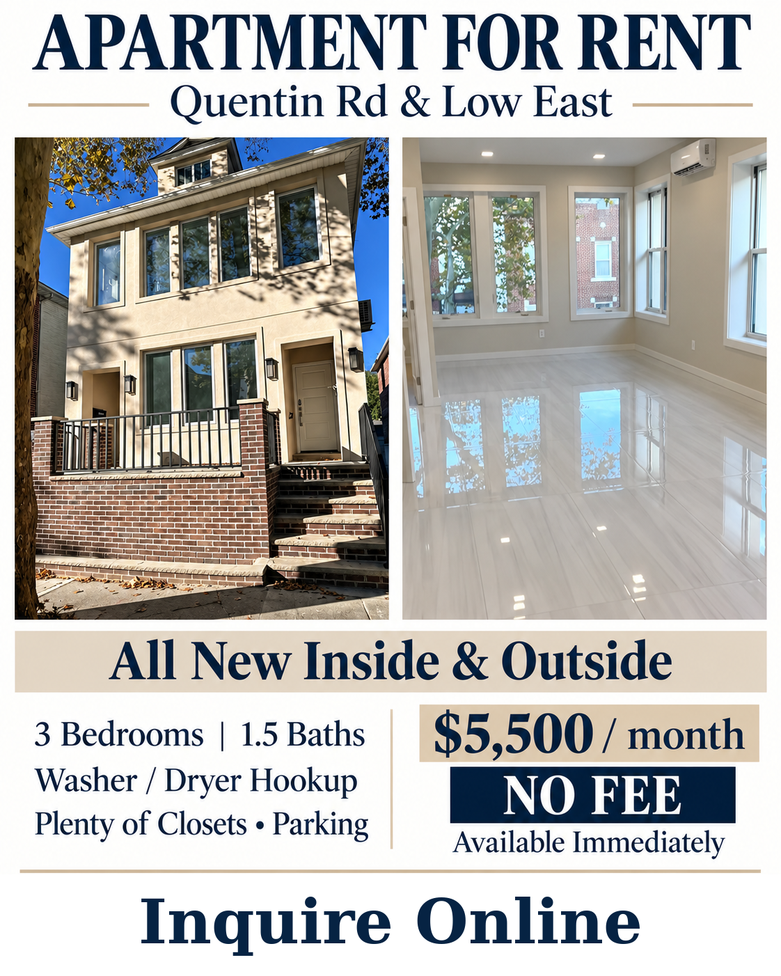 Supplied property photographs and details for 3-Bedroom Apartment · Quentin Rd & Low East